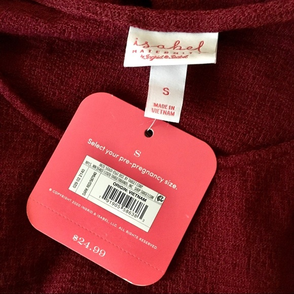 ISABEL Maternity burgundy long sleeve babydoll top - Picture 5 of 7